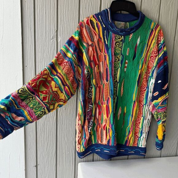 VTG Coogi Mercerised Cotton 3D Knit Sweater M Australia Multicolor - Picture 11 of 16
